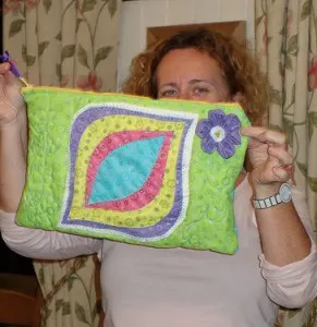 Miss H's new bag with fabric flower accessory