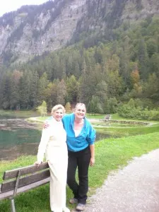 Gran with Charlotte, one of the chalet owners