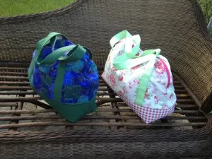 Here's two we made later - the blue bag is full of 4 kilos of chocolates¨!