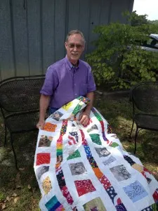 Dad with George's quilt