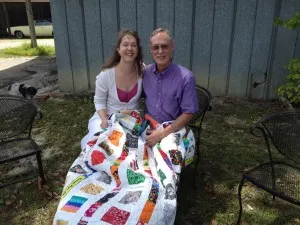Dad & me with George's quilt